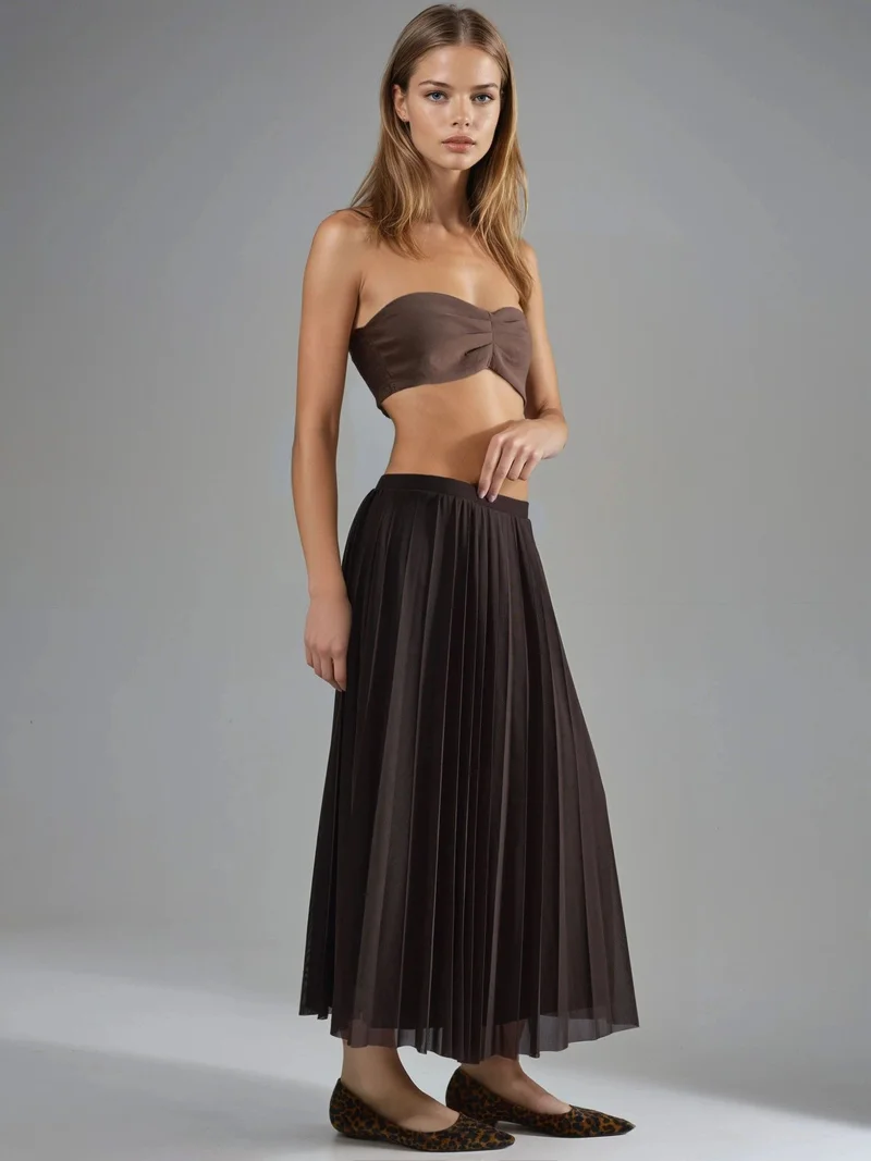 بوسيم BUSEM High Waist Tulle Maxi Skirt